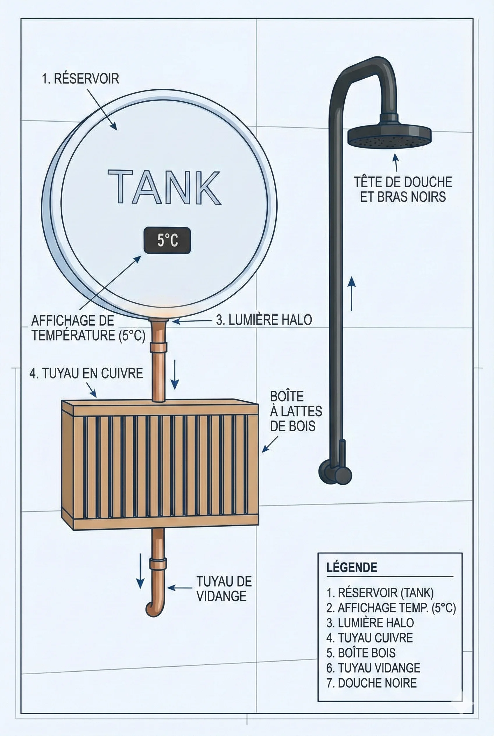 Schéma technique TANK - dimensions et raccordements
